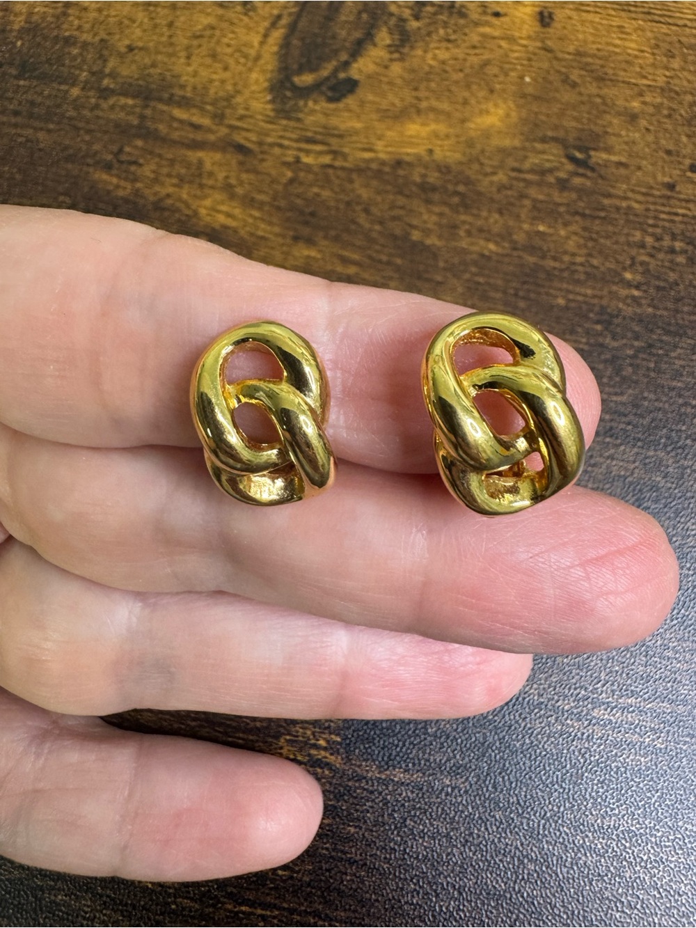 Vintage Gold Knot Clip-On Earrings